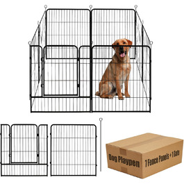 Забіг для собак 101,6 см (В), огорожа для тварин, вуличний забіг для кемпінгу, дачі, металевий забіг для тварин, 8 панелей з воротами, 40 см (Д), чорний, тимчасовий забіг