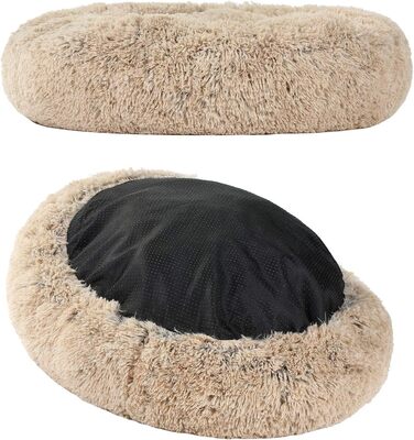 М'яке ліжко для собак та котів, маленьке, зручне, плюшеве, коричневе (60 см), з неслизьким дном, машинного прання