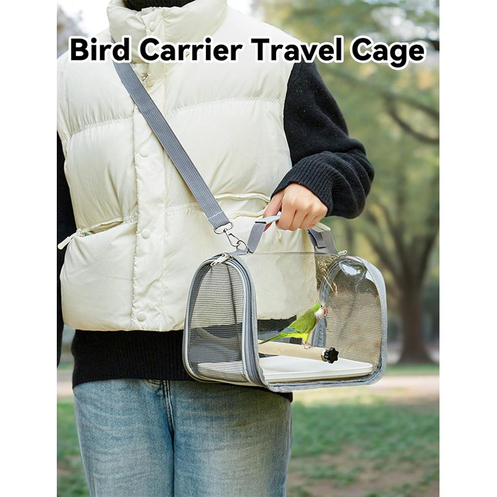 Транспортний бокс для птахів Gxdamxz з дерев'яним штиком та підносом, клітка для хвилястих попугаїв/попугаїв/дрібних тварин, 27x20x20 см