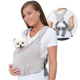 Сумка-переноска для собак та котів, для цуценят та маленьких собак, регульована, бавовна, сіра