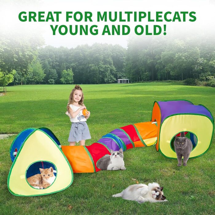 Туннель-іграшка для котів 3 в 1 з лабіринтом, куб, намет - інтерактивна іграшка для кошенят, цуценят, кроликів