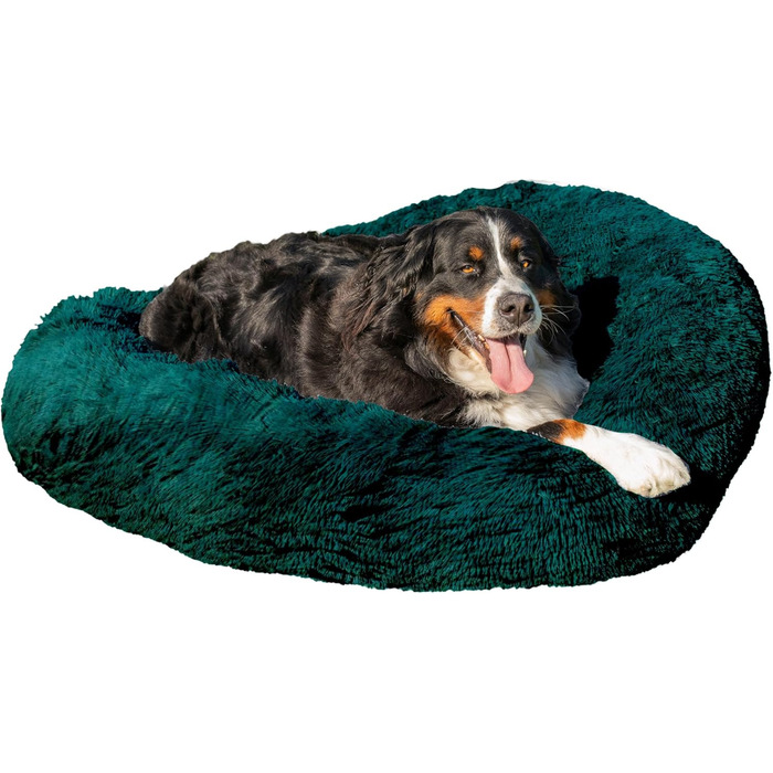 Лежак для собак і котів Grand Filippo Fluffy 120 см, зелений, флісовий, круглий, знімний чохол, машинне прання, ручна робота