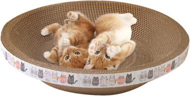 Круглі когтеточки для котів, лежанка-чаша, когтеточка-миска, котяче ліжко з картону, когтеточка, картон для кошенят, малі та середні коти (діаметр 45 см)