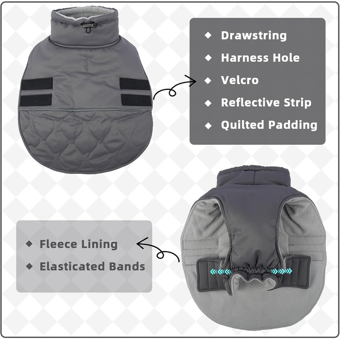 Теплий зимовий одяг для собак - куртка з отвором для шлейки, підійде для коргі, кокер-спанієль (Сірий L)