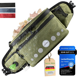 Водонепроникна сумка для ласощів для собак - поясна сумка для дресирування собак, сумка для прогулянок з тримачем для пляшки, сумка для корму з дозатором кульок для прибирання (Оливковий)