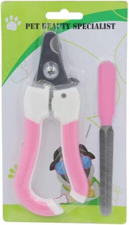 Кусачки для собак та котів, професійні, з нержавіючої сталі, з захистом від перерізання, рожеві