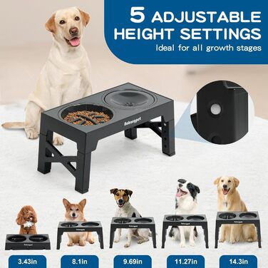 Миски для собак NAHANGPET 3-в-1: повільне годування, регульована висота, протиковзкі, для маленьких, середніх та великих собак, чорний (сірий)