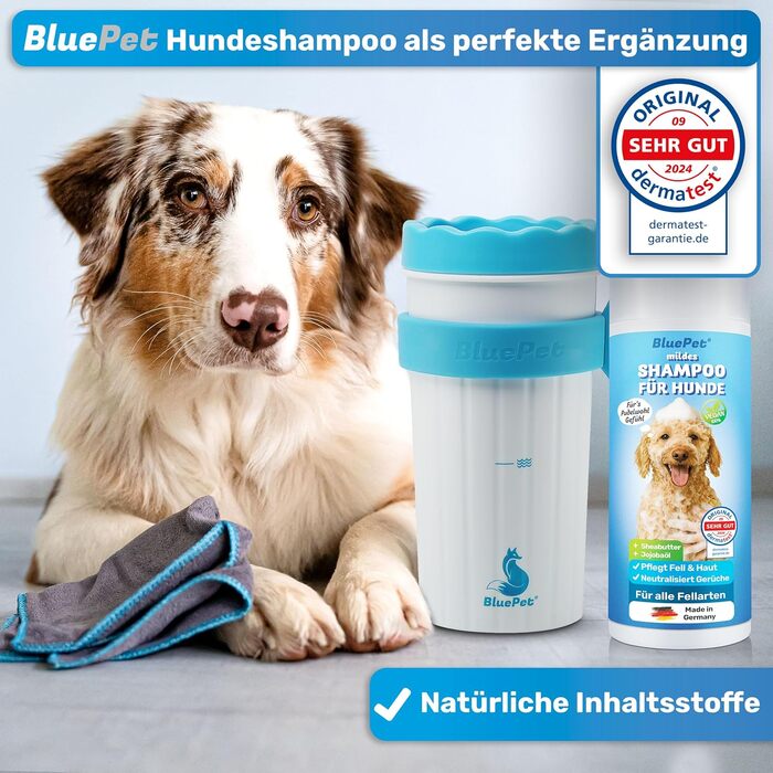 BluePet Очищувач лап для собак: видаляє бруд та сміття з лап | З мікрофібровою ганчіркою | PfotenBlitz, розмір XXL (від 25 кг)