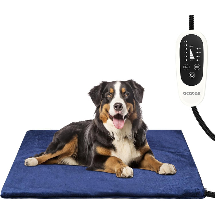Кілимок для підігріву домашніх тварин для великих собак та котів, 60x90 см, з регулюванням температури та таймером