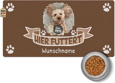 Персоналізована підставка під миску для тварин з фото та ім'ям - PR Print. Фартух для собак та котів, миється, нековзкий (80 x 40 см)