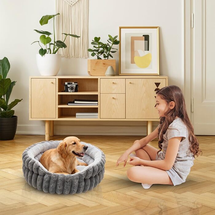 Лежанка для котів та собак, лежанка-софа для тварин, знімна та миюча, неслизька, для котів та собак (Сірий, S)