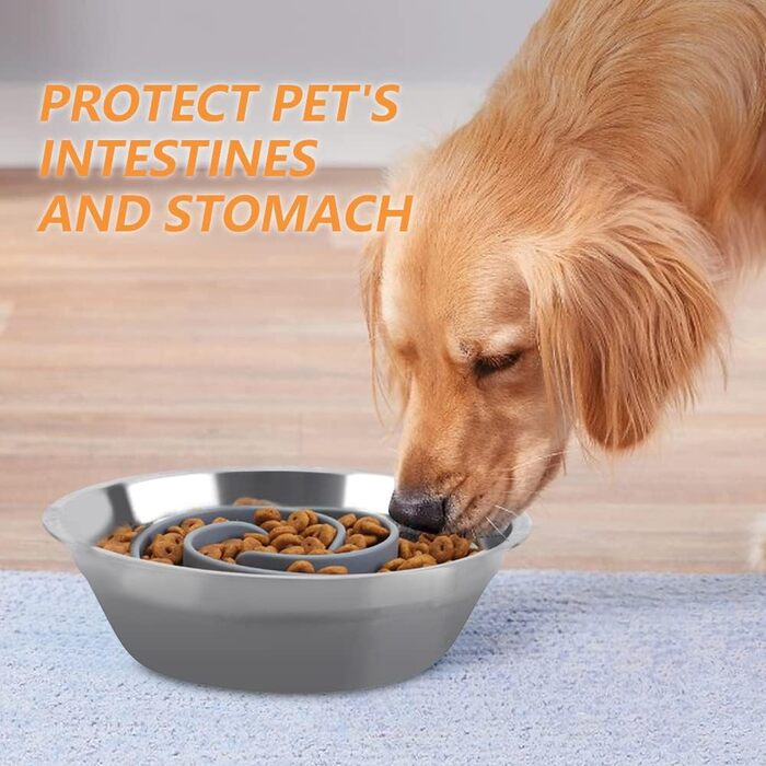 Миска для собак з м'якого силікону для повільного годування, сіра, L, для малих, середніх та великих собак