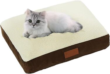 Лягушковий лежак для собак Ellie-Bo, розмір M, 71x48x10 см, штучний велюр та штучне овчине хутро, коричневий та білий