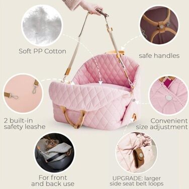 Міцна переноска для собак ZYHARUKO з кишенькою для зберігання, 3-сторонні кільця, неслизьке дно для авто, подорожей, дому, зручна для подорожей