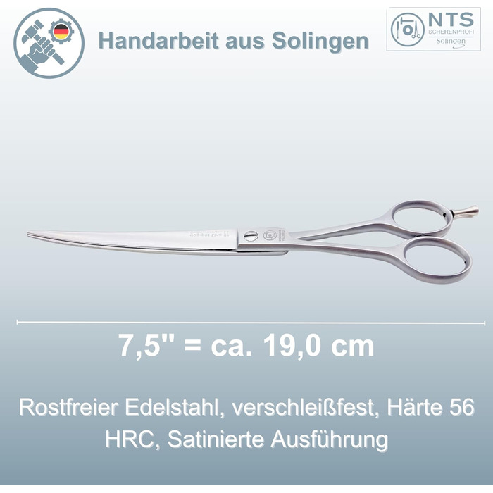 Преміум ножиці для собак NTS-Solingen: ножиці для худоби, ножиці для шерсті, ножиці для гриви, 22,8-23 см, нержавіюча сталь, Solingen, Німеччина