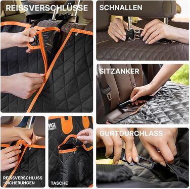 Водонепроникний захист для автосидіння собаки RAGI - 4в1: килимок, захист заднього сидіння, з кріпленням, стійкий до подряпин та ковзання. Підходить для всіх авто