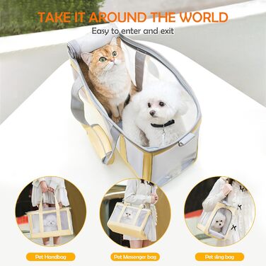 Транспортна сумка для собак та котів ALLSOPETS - дихаюча переноска для цуценят, котів, з винімною підстилкою, для подорожей, кемпінгу, прогулянок (жовта)