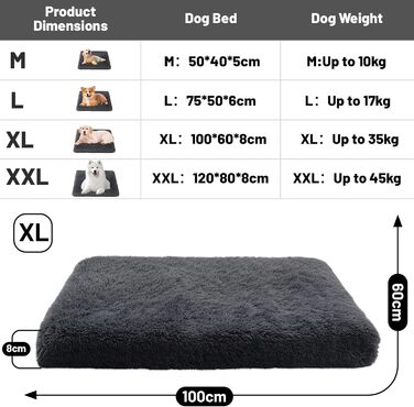 Крісло-ліжко для собак XL, 100x60x8 см: м'яке, зручне, з неслизьким дном