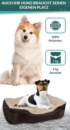 Крісло-ліжко для собак: м'яке, зручне, 61x48x18 см. Крісло для собак з флісу та нейлону, легко миється, підходить для маленьких та великих собак (Бежево-коричневе)