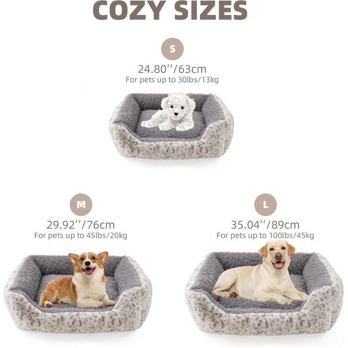 М'яке ліжко для собак Roypet, антиковзаюче, для цуценят, собак та котів, прямокутне, з матрацом, сіре, розмір M