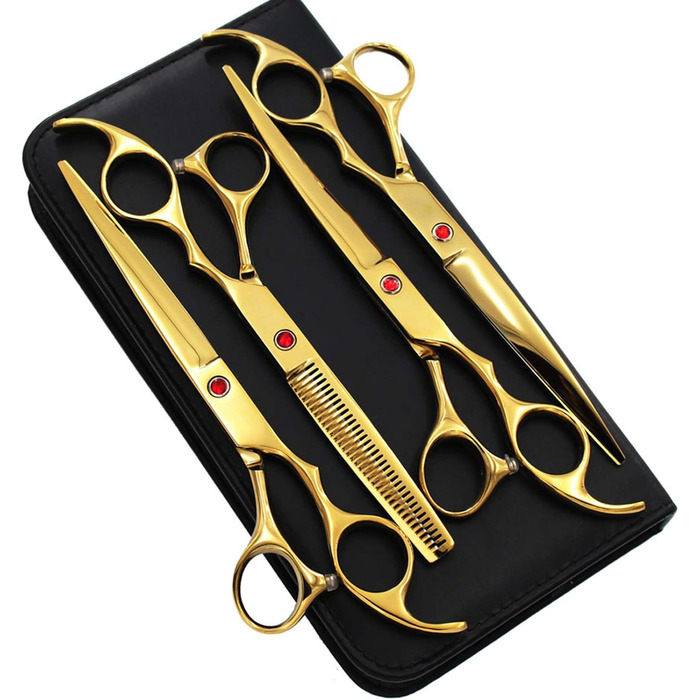 Набір професійних ножиць для грумінгу собак 6CR Edelstahl, набір для догляду за тваринами, ножиці для собак та котів (жовтий)