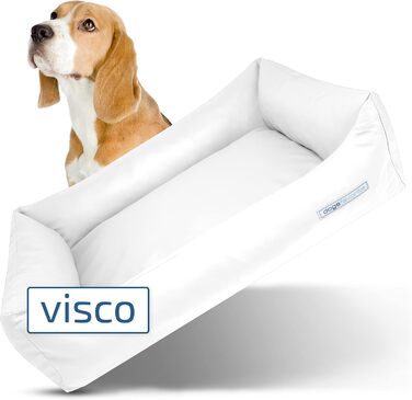 Ліжко для собак з віско-матрацом - зручне собаче гніздочко - якісне собаче ліжко - ліжко для собак, що щадить суглоби - міцна собача підстилка - білий колір - розмір S - 80 x 60 см