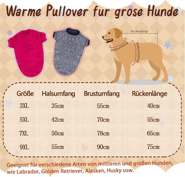 Теплий зимовий пуловер для собак RANYPET, великий розмір 9XL (обхват грудей 90 см, довжина спини 75 см), червоний+сірий