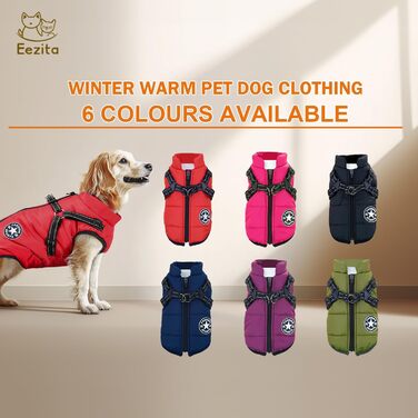 Водонепроникний жилет для собак на осінь/зиму, для цуценят та середніх порід, відбиваючий, з кріпленням для повірця, блакитний