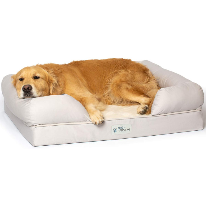 Ліжко для собак PetFusion з memory foam, 91 x 71 x 23 см, пісочник (плюш)