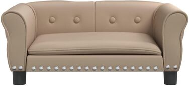 Софа для собак Festnight, ліжко для маленьких собак та котів, м'яке ліжко для домашніх тварин з штучної шкіри, 70x45x30 см (Капучино)