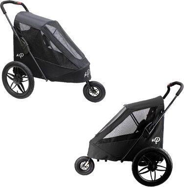 Petique Breeze - візок для собак великих порід, чорний, з повітряними колесами, трансформується у велопричіп, 1 шт.