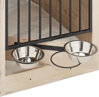 Клітка для собак Relaxdays, сіра/чорна, розмір 65,5x102x60 см, з двома мисками, з дерева, MDF & сталь