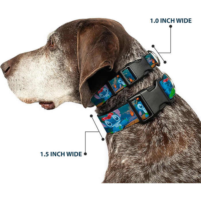 Нашийник Buckle-Down з пластиковим кліпом Stitch Hula Dance, ширина 1/2 дюйма, підходить для шиї 8-12 дюймів, середній розмір