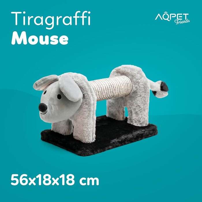 Когтеточка для котів Міккі Маус з сизалю та плюшу, сіра, 56x18x18 см