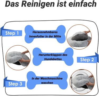М'яке та пухнасте ліжко для собак, ліжко-пончик для котів, сіре ліжко-кошик для собак маленьких та середніх порід, 60x60x17 см, розмір M