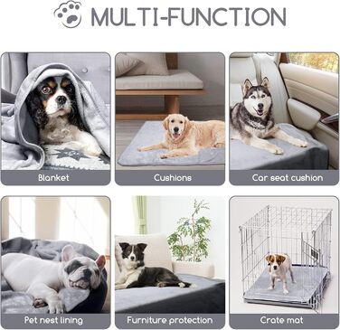 М'яка флісова ковдра для собак Nobleza, 160x100 см, сіра. Пральна, тепла, для домашніх тварин