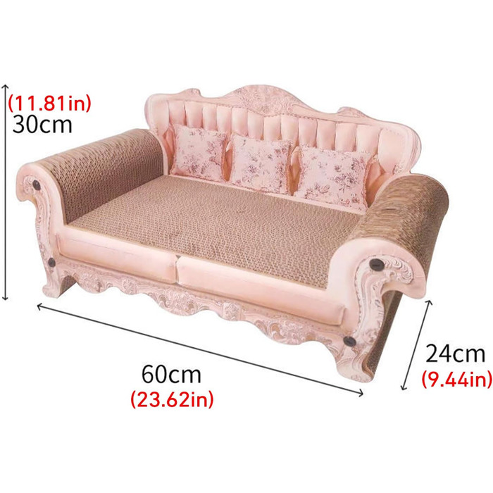 Кігтеточка для котів з картону, лежанка-софа, 60x24x30 см