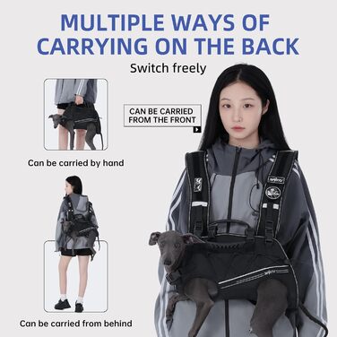 Сумка-переноска та повід для собак, повід для собак з підтримкою, регульовані, дихаючі, м'які ремені для собак, ідеально підходить для собак з обмеженими можливостями, розмір M (4–8) кг, чорний