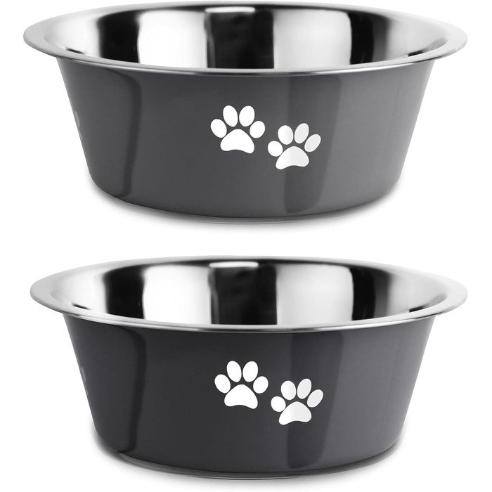Набори мисок для собак SUOXU з нержавіючої сталі (1560 мл, 2 шт.) з неслизьким дном для собак та котів, великих, середніх та маленьких порід (сірий)