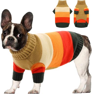 Теплий пуловер для собак великих порід AOFITEE з коміром-гетром, зимовий флісовий пуловер для Французького бульдога, Грейхаунда, Віппета (Колір: Коричневий, Розмір: L)
