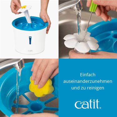 Автоматичний фонтан для котів Catit Flower з LED, 3 л, білий/синій