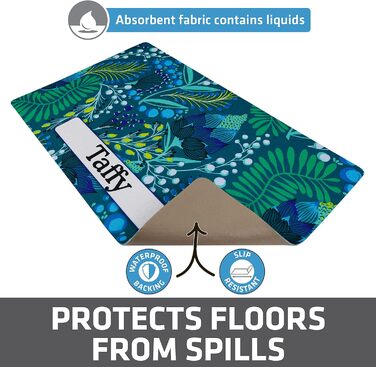 Drymate Килимок для годівлі собак та котів - Персоналізований килимок під миску, з перероблених волокон, машинне прання, 30x60 см, Paw Dots - Чорний Small (30x60 см)