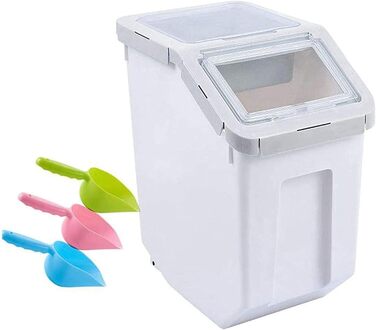 Контейнер для корму для тварин, контейнер для корму для собак зі шкребком, стекується, 10 кг, контейнер з кришкою, сірий, розмір L