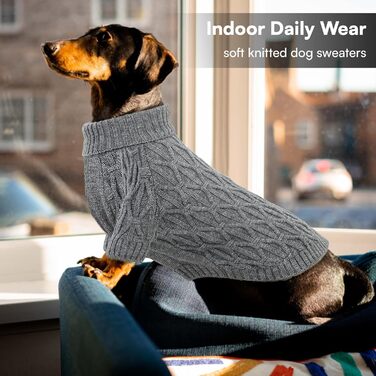 Светр для собак Queenmore, теплий та еластичний, для такс, мопсів, грейхаундів, сірий, розмір M
