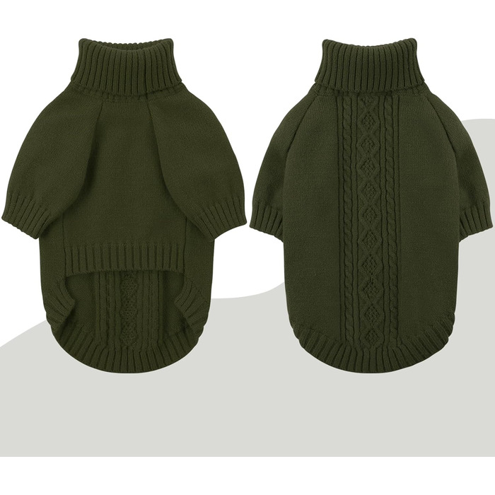 Пуловер для собак великих порід, з високим коміром, теплий зимовий одяг для собак, зелений (XX-Large)
