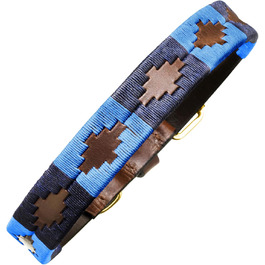 Ошийник для собак pampeano Azules Polo, 2,5 см, шкіра, ручна робота, преміум, Аргентина, подарункова коробка, для великих і малих порід