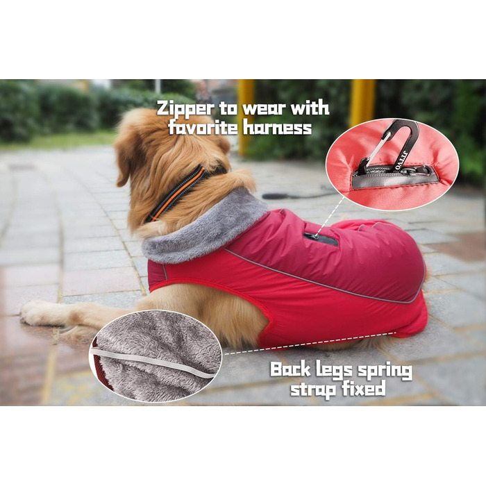 Тепла куртка для собак: флісова накладка на шию, вітрозахисна, водовідштовхувальна, для холодної погоди, велика та маленька, середнього розміру