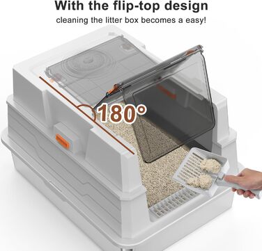 Велика лоток для котів з нержавіючої сталі з кришкою, XXXL, для великих та кількох котів, високі бортики, захист від протікання сечі, антибактеріальний, легко чистити