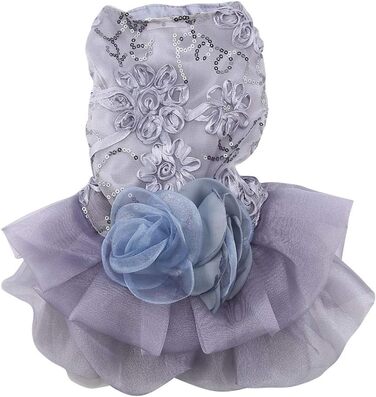 Ошатний одяг для собак: блискуча спідниця з паєтками для тварин, костюм на весілля, підходить для цуценят та котів, сірий колір (M)