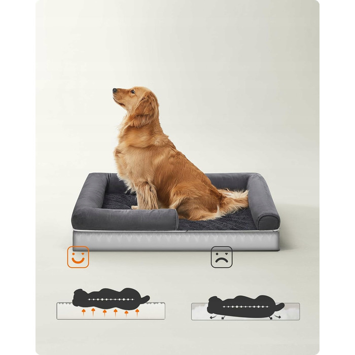 Лежак для собак Feandrea, сірий, 106 x 80 см